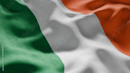 Close-up of Waving Ireland flag