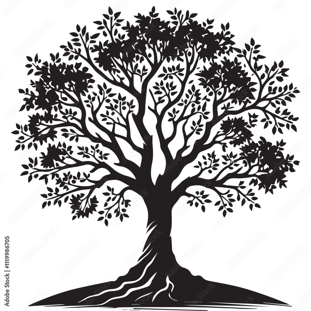 Fototapeta premium Tree silhouette vector with white background