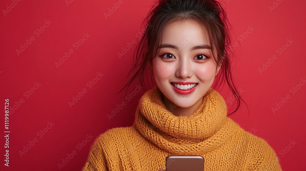 Young Korean Woman with Excitement in Wide Eyes Young Korean Woman with Excitement in Wide Eyes