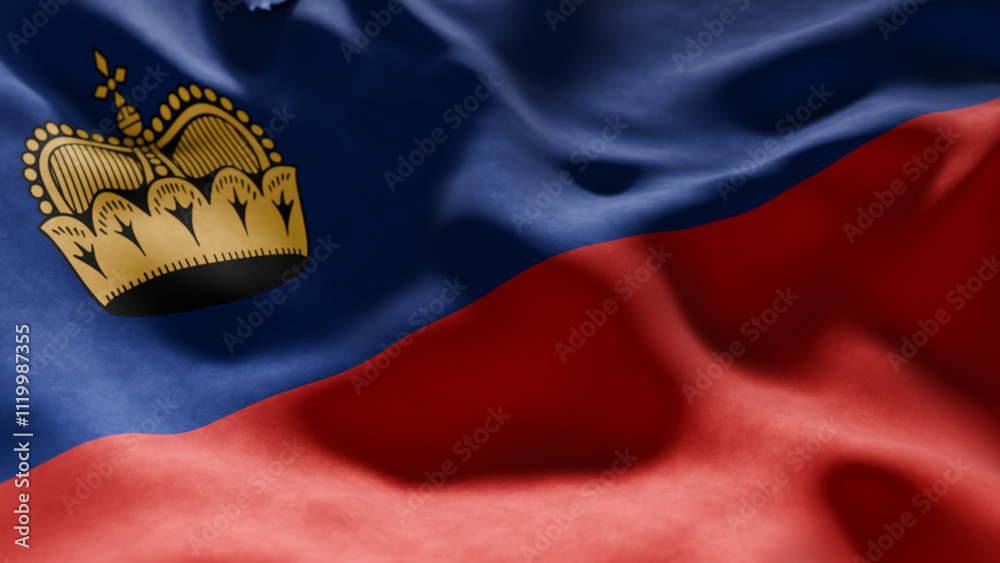 Fototapeta premium Close-up of Waving Liechtenstein flag