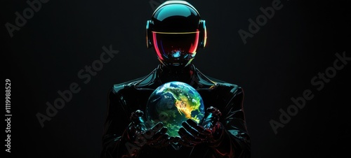 Daft Punk's Guardian: A Digital Embrace of Earth photo