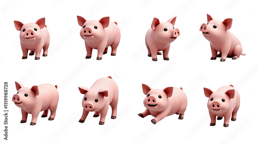 Cute Pig Illustrations with Transparent Background for Design Elements or Overlays Cute Pig Illustrations with Transparent Background for Design Elements or Overlays