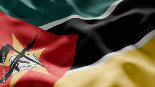 Close-up of Waving Mozambique flag