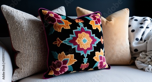 Velvet cushion on Black background design