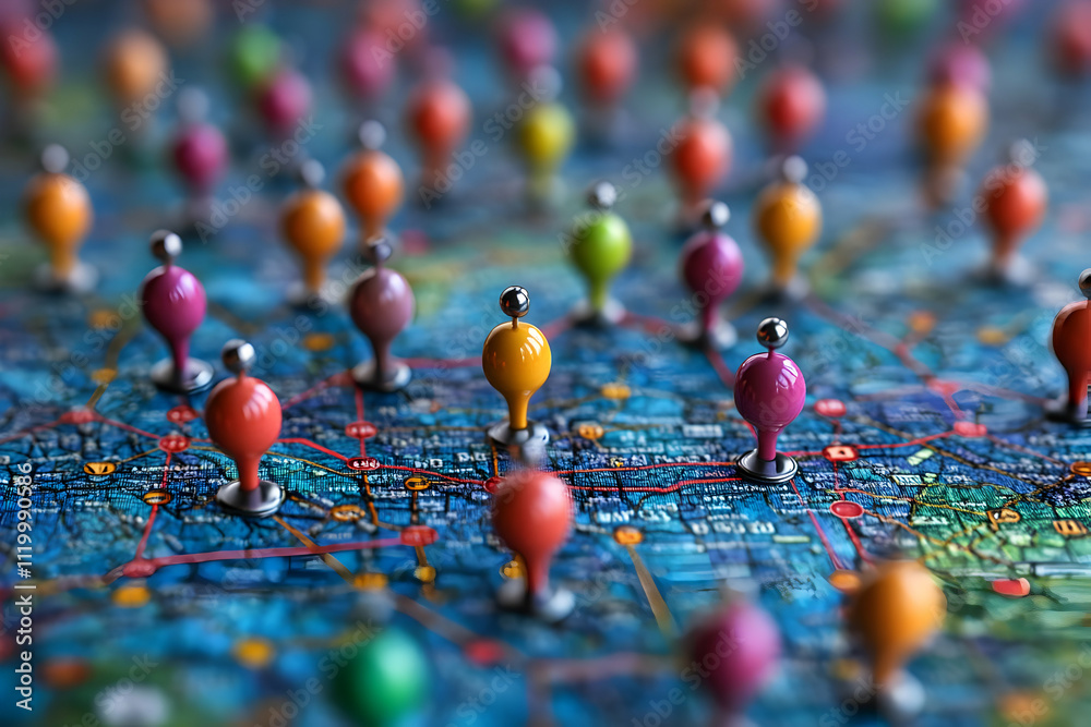 Colorful Map Pins 3D Illustration Colorful Map Pins 3D Illustration