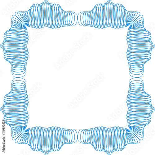 Intricate guilloche vector pattern forming a secure square frame, ideal for certificate, diploma, or currency design