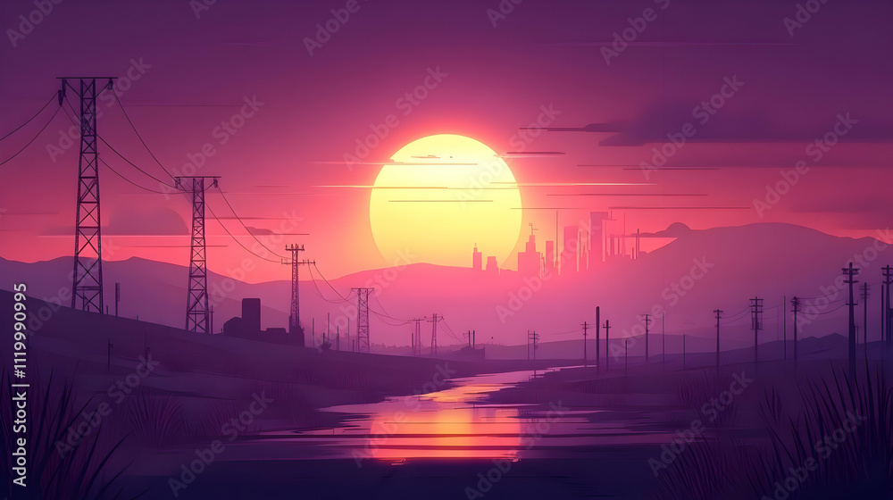 Sunset Cityscape Illustration Sunset Cityscape Illustration