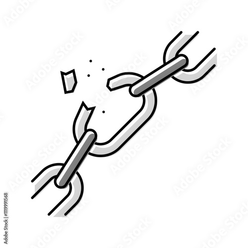 broken chain link fracture color icon vector. broken chain link fracture sign. isolated symbol illustration