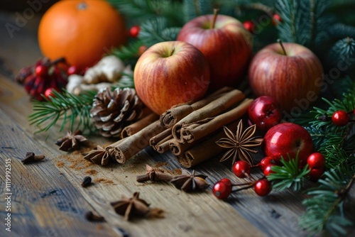 Christmas Spice: Apple and Cinnamon Aroma in Festive Decoration