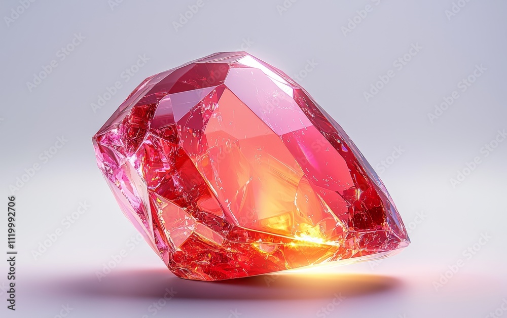Radiant Ruby Gemstone with Glowing Light Reflection Radiant Ruby Gemstone with Glowing Light Reflection