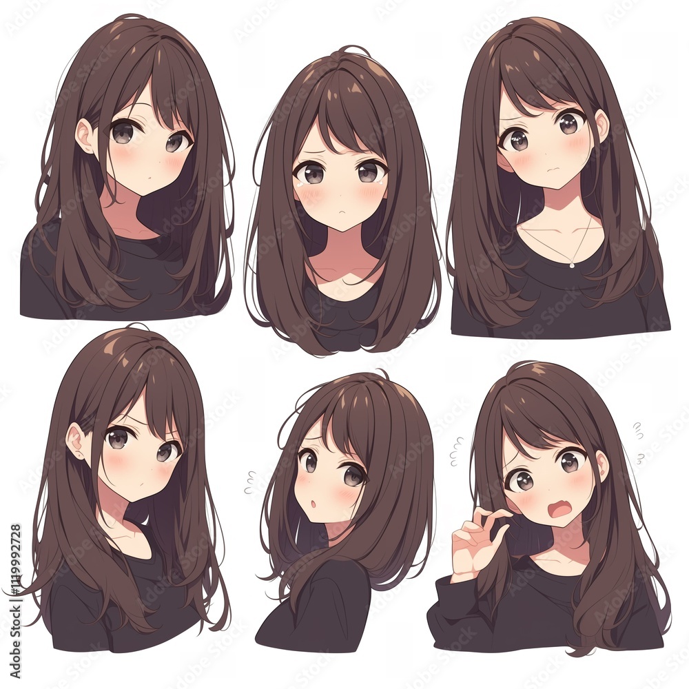 アニメ調の美少女の切り抜き用素材 アニメ調の美少女の切り抜き用素材