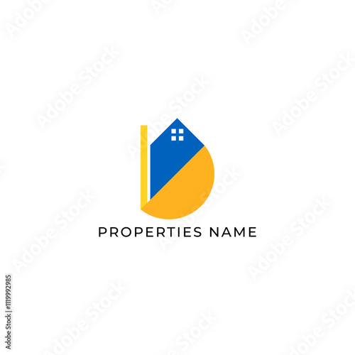 Free Download ILLUSTRATION BLUE ORANGE COLOR HOME. BUILDING ARCHITECTURE SIMPLE MINIMALIST LOGO ICON DESIGN VECTOR. GOOD FOR REAL ESTATE, PROPERTY INSDUSTRY - GFXLoad