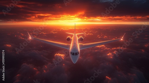 Moment of Liftoff: Airplane Soaring Through the Sky photo