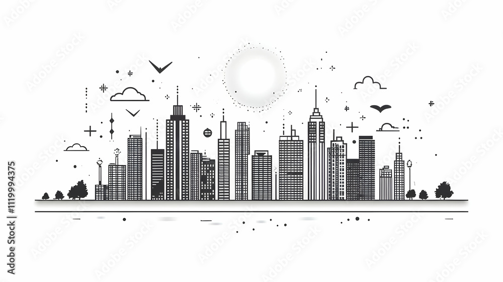 Obraz premium Cityscape Illustration Skyline
