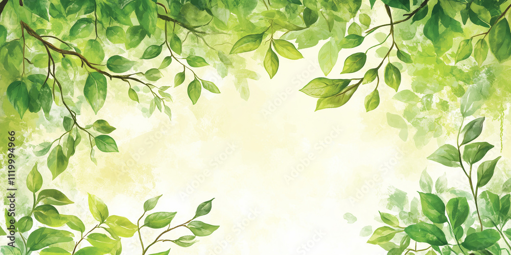 Green leaves on white with copy space Green leaves on white with copy space