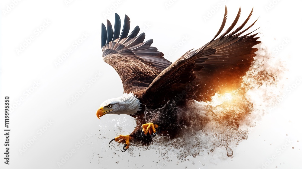 Fototapeta premium Majestic Bald Eagle in Flight: A Burst of Power and Freedom