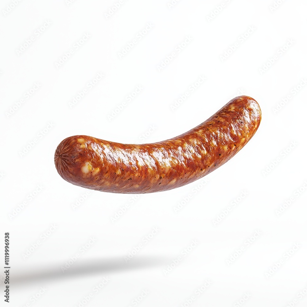 Grilled Sausage with Crispy Texture Floating Isolated on White Background Showcasing Savory Gourmet Flavor Grilled Sausage with Crispy Texture Floating Isolated on White Background Showcasing Savory Gourmet Flavor