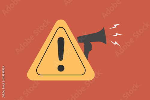 Megaphone with attention exclamation sign. concept of announcement, attention or warning information, alert and beware