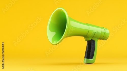 A bright green megaphone against a yellow background.