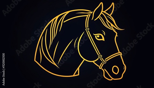 horse icon or modern line symbol line art and icon A black silhouette of a horse in mid-gallop with 9 photo