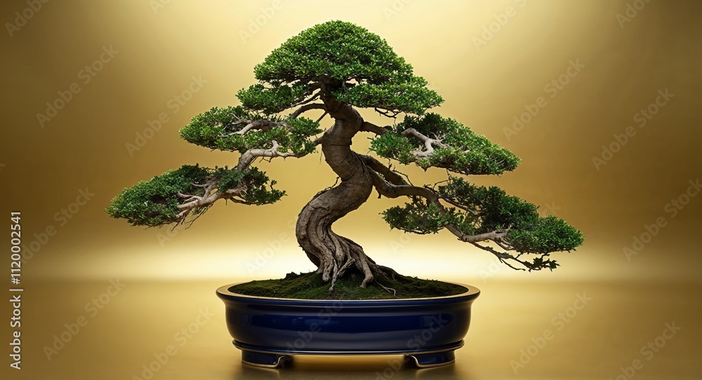Bonsai tree on Gold background design Bonsai tree on Gold background design