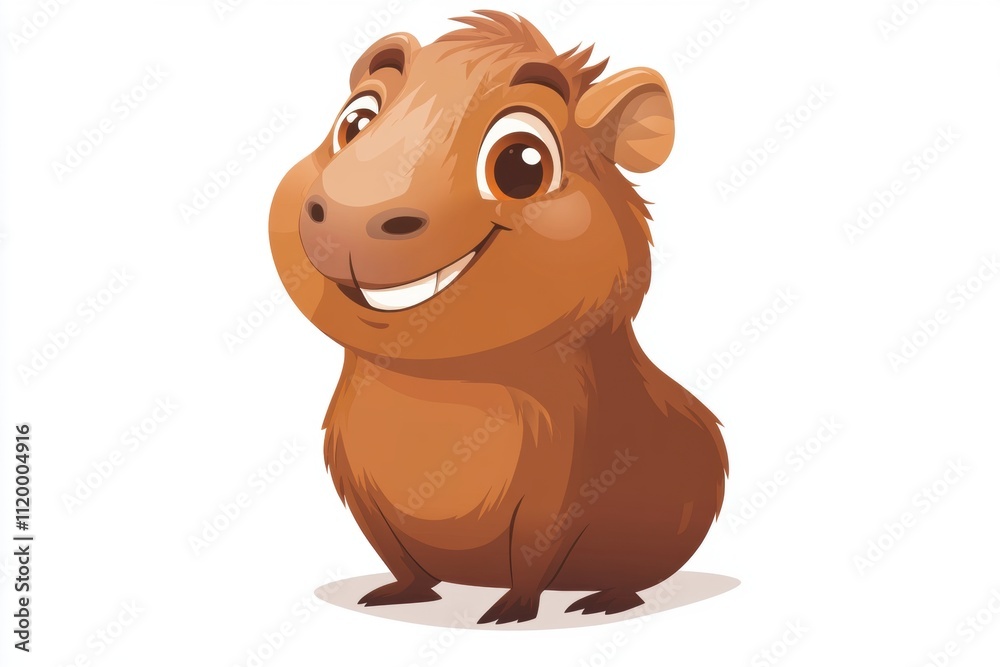 A cute cartoon capybara with a friendly smile and fluffy fur. A cute cartoon capybara with a friendly smile and fluffy fur.