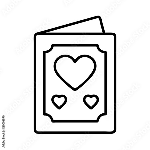 valentine s day card Outline Icon, valentine icon - Black outline icon of valentine s day card symbolizing valentines day, holidays, and festive in simple design 