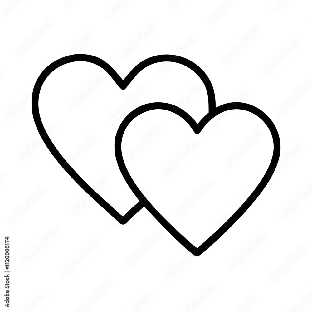 double heart Outline Icon, valentine icon - Black outline icon of double heart symbolizing valentines day, holidays, and festive in simple design double heart Outline Icon, valentine icon - Black outline icon of double heart symbolizing valentines day, holidays, and festive in simple design
