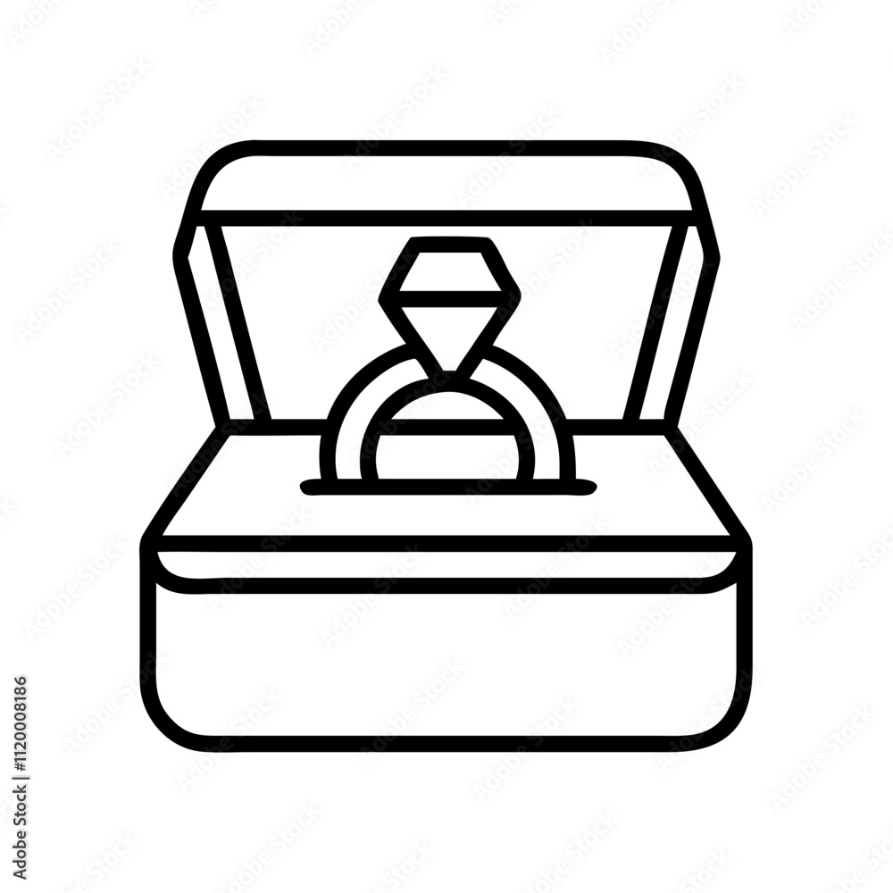 engagement ring box Outline Icon, valentine icon - Black outline icon of engagement ring box symbolizing valentines day, holidays, and festive in simple design engagement ring box Outline Icon, valentine icon - Black outline icon of engagement ring box symbolizing valentines day, holidays, and festive in simple design