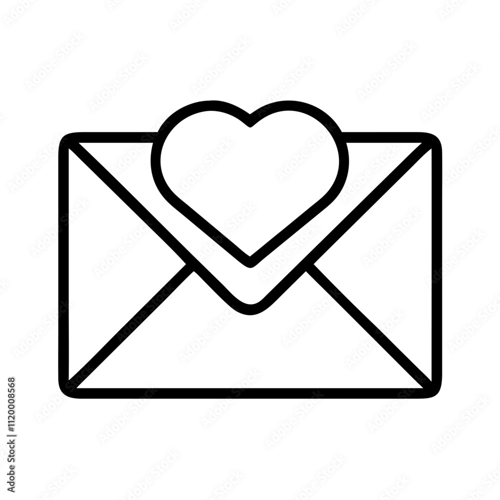 heart envelope Outline Icon, valentine icon - Black outline icon of heart envelope symbolizing valentines day, holidays, and festive in simple design heart envelope Outline Icon, valentine icon - Black outline icon of heart envelope symbolizing valentines day, holidays, and festive in simple design