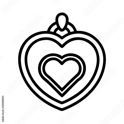 heart locket Outline Icon, valentine icon - Black outline icon of heart locket symbolizing valentines day, holidays, and festive in simple design 