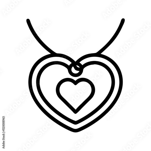 heart locket Outline Icon, valentine icon - Black outline icon of heart locket symbolizing valentines day, holidays, and festive in simple design 