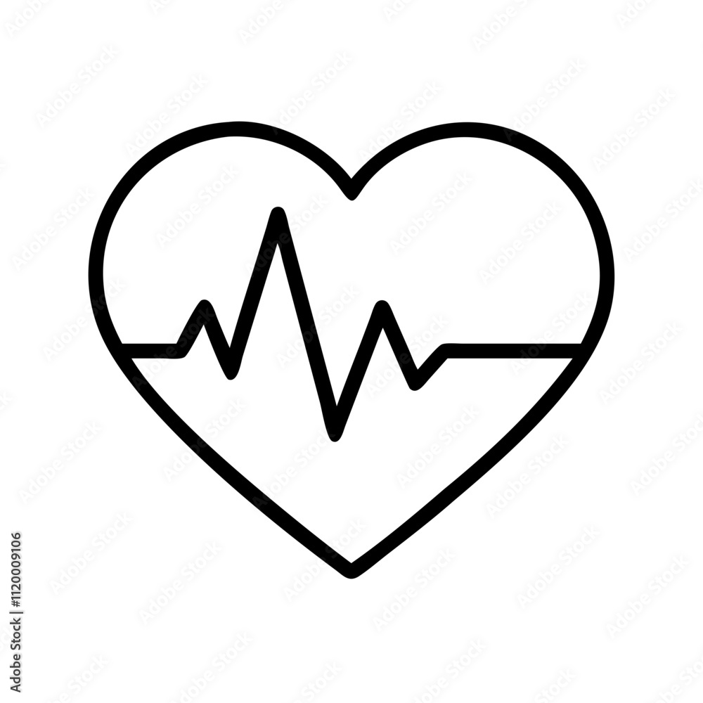 heart with heartbeat Outline Icon, valentine icon - Black outline icon of heart with heartbeat symbolizing valentines day, holidays, and festive in simple design heart with heartbeat Outline Icon, valentine icon - Black outline icon of heart with heartbeat symbolizing valentines day, holidays, and festive in simple design