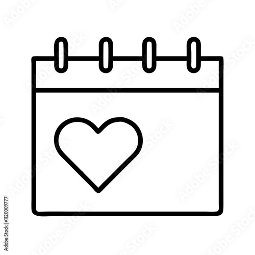 love calendar february 14 Outline Icon, valentine icon - Black outline icon of love calendar february 14 symbolizing valentines day, holidays, and festive in simple design 