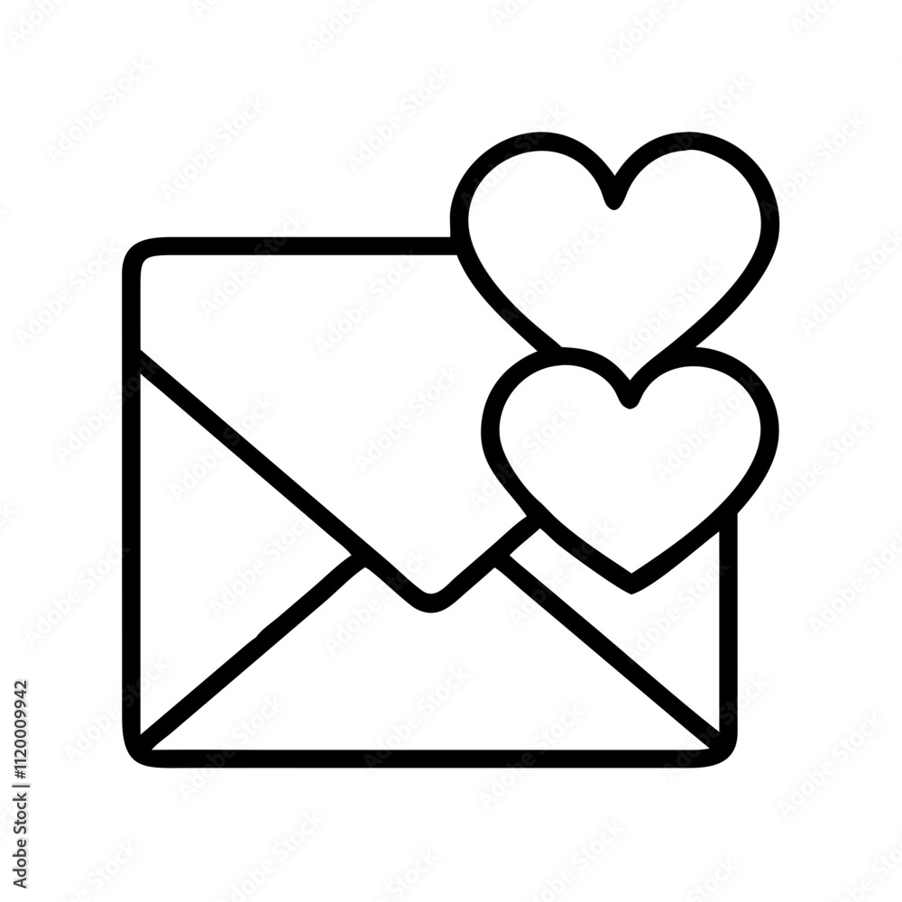 love letter Outline Icon, valentine icon - Black outline icon of love letter symbolizing valentines day, holidays, and festive in simple design love letter Outline Icon, valentine icon - Black outline icon of love letter symbolizing valentines day, holidays, and festive in simple design