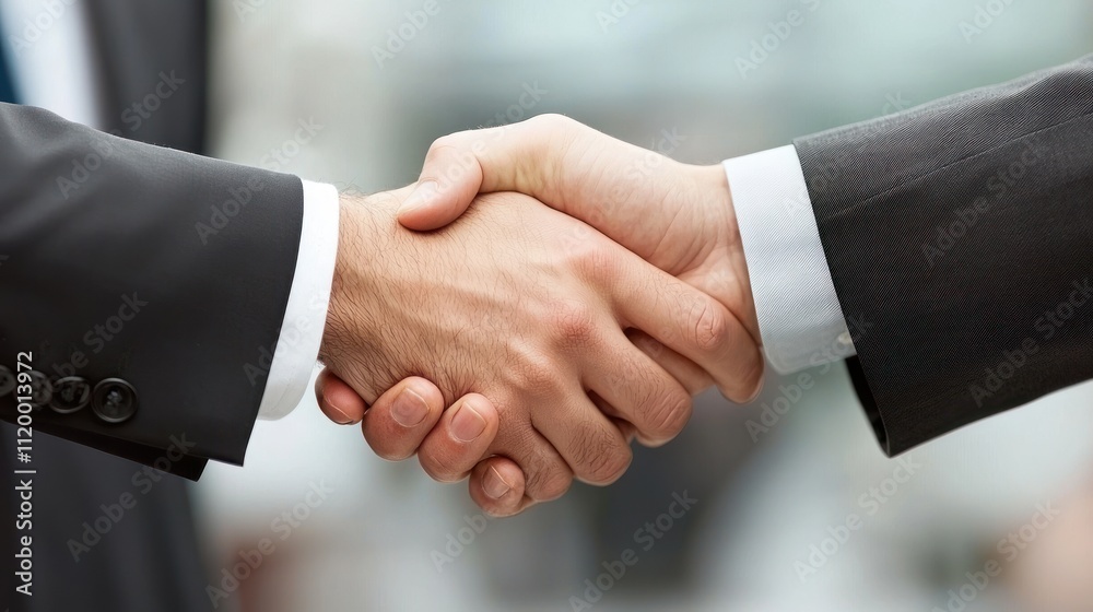 Business executive shaking hands with a client or partner, symbolizing trust and assurance in a professional relationship Business executive shaking hands with a client or partner, symbolizing trust and assurance in a professional relationship