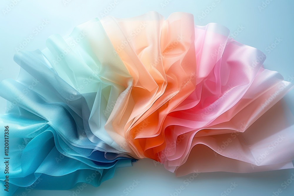 Pastel Rainbow Fabric Texture Soft Draped Sheer Tulle Elegant Colors Pastel Rainbow Fabric Texture Soft Draped Sheer Tulle Elegant Colors