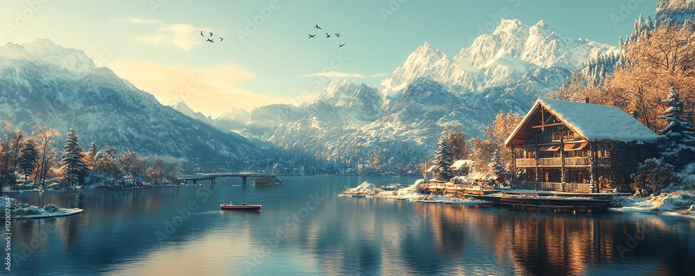 Obraz premium A Winter-Themed Mural or Wall Art