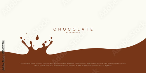 Chocolate background of Modern poster, dynamic splashes and drops. Vector illustration in a flat style of minimalism	