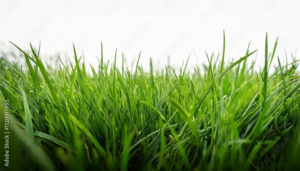 Obraz premium a close up image of a lush green lawn with blades of grass reaching up towards a clear white background