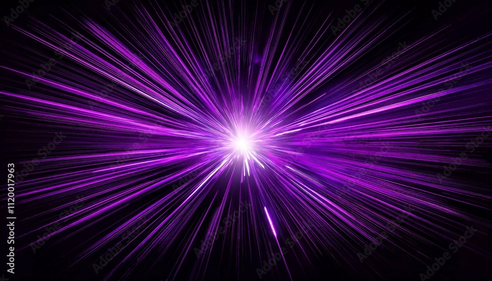 Fototapeta premium abstract background with a bright star exploding and generating purple light streaks on black background high quality photo