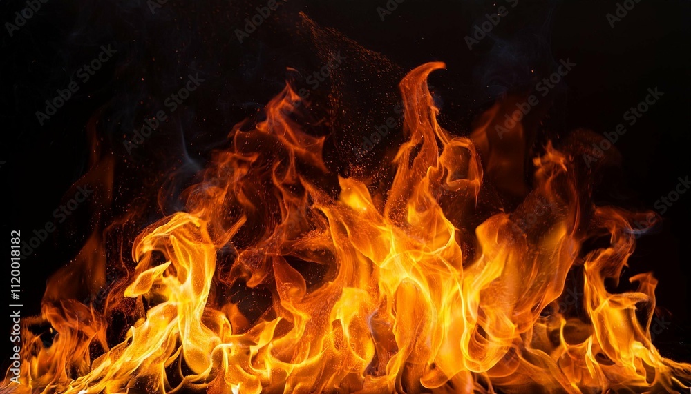 burning fire flames on dark background burning fire flames on dark background