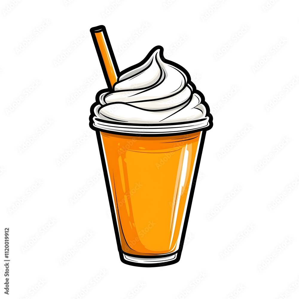 Refreshing Orange Smoothie with Creamy Topping Served in a Clear Glass Cup with a Straw, Perfect for Summer Treats and Healthy Snacks Refreshing Orange Smoothie with Creamy Topping Served in a Clear Glass Cup with a Straw, Perfect for Summer Treats and Healthy Snacks