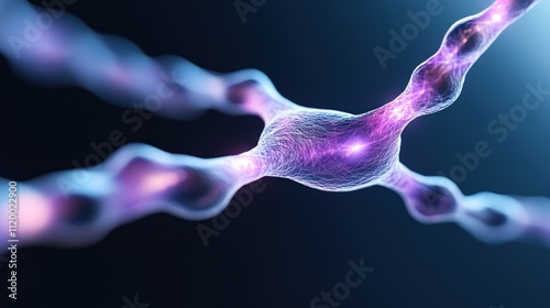 Abstract representation of a neuron with glowing connections.