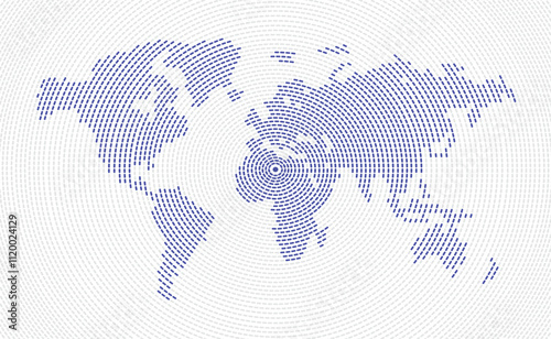 World map in spiral dots illustration