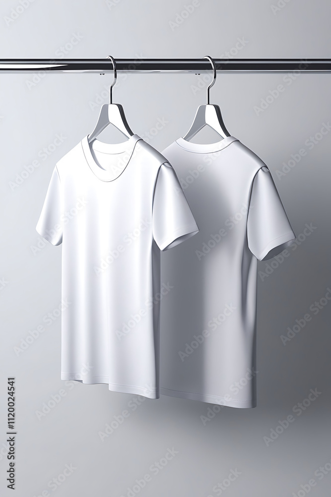 White T Shirt Front and Back View on White Background White T Shirt Front and Back View on White Background