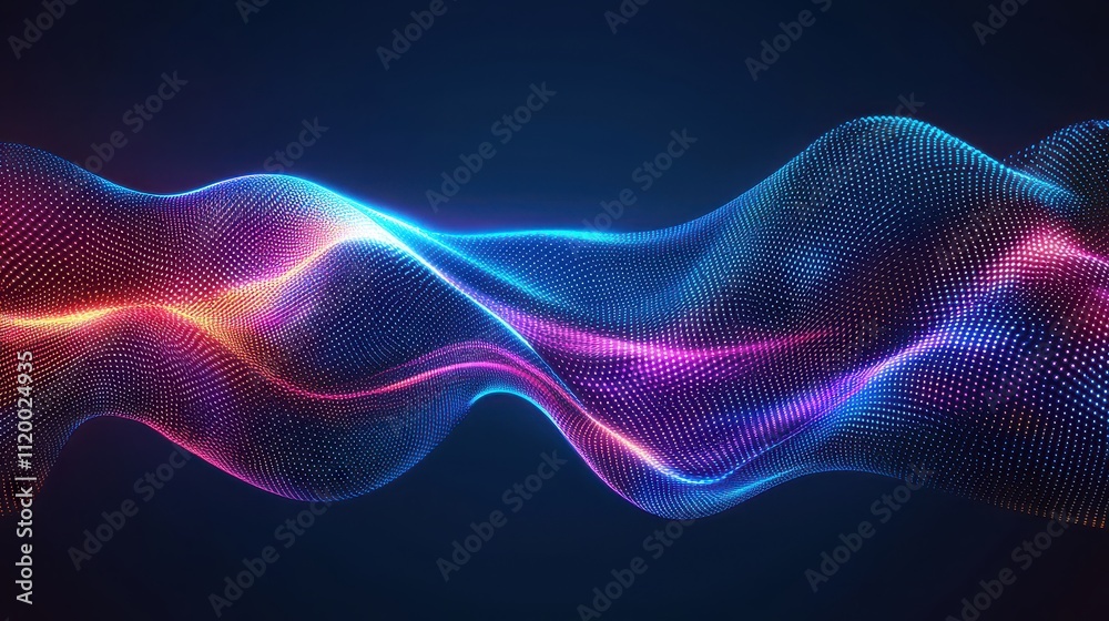 Fototapeta premium Vibrant Abstract Digital Wave in Blue, Pink, and Purple Tones with Dynamic Fluid Motion