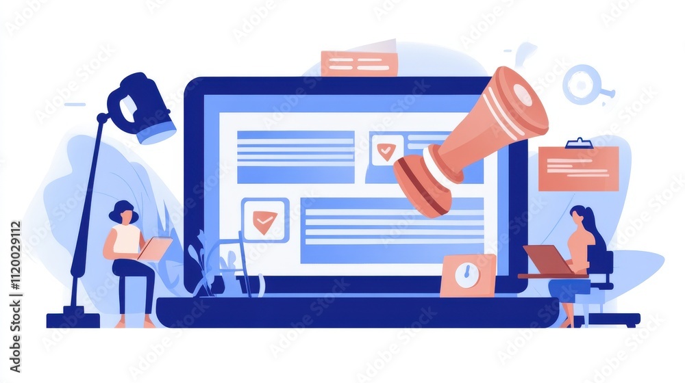 Digital Document Approval Process Workflow Illustration Digital Document Approval Process Workflow Illustration