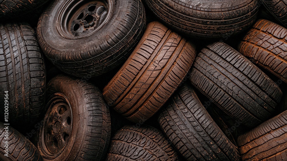 Rubber tire processing event industrial facility informative image urban environment close-up view recycling concept Rubber tire processing event industrial facility informative image urban environment close-up view recycling concept
