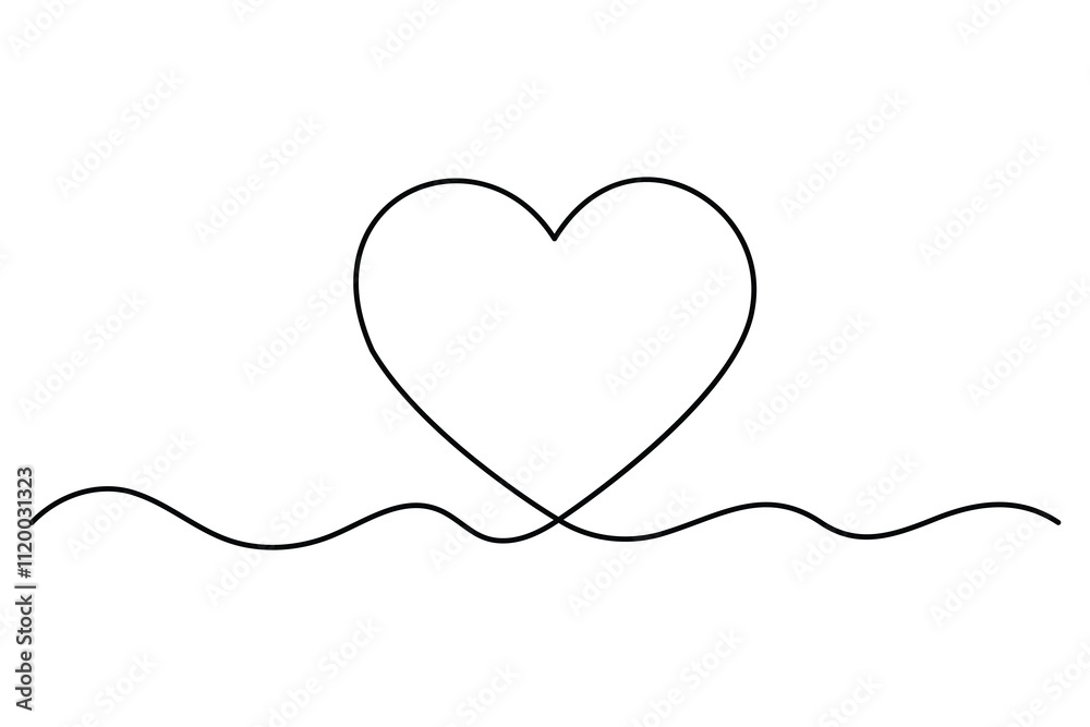 Fototapeta premium Heart continuous one line art drawing of heart hand drawn vector illustration